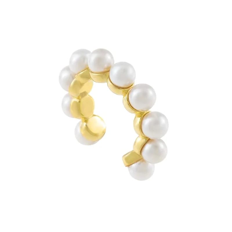 Set Women Fashion Pearl Circle Hoop Earrings Trend 14k Gold Plated Pearls Natural Stone Hoops Earring For Women Ear Cuff
