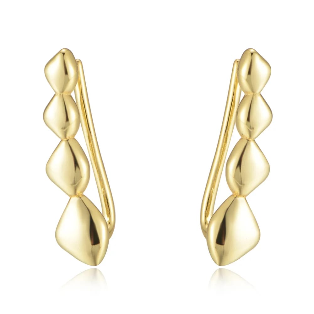 Fashion Simplicity 18k Gold Plated Geometric Rhombus Ear Climbers Earring S925 Sterling Silver Jewelry For Boy And Girl Ear Climbers