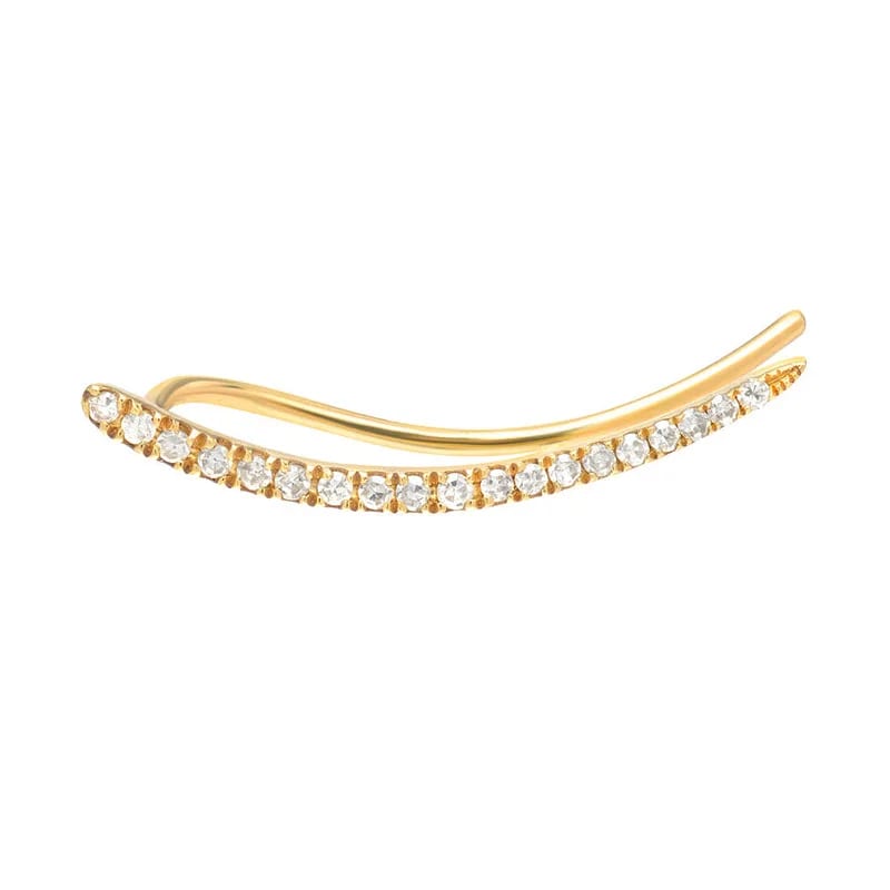 Delicate Fashion Ear Crawler Earrings 925 Silver Diamond Curved Bar Ear Climber Earrings Jewelry For Women Ear Climbers
