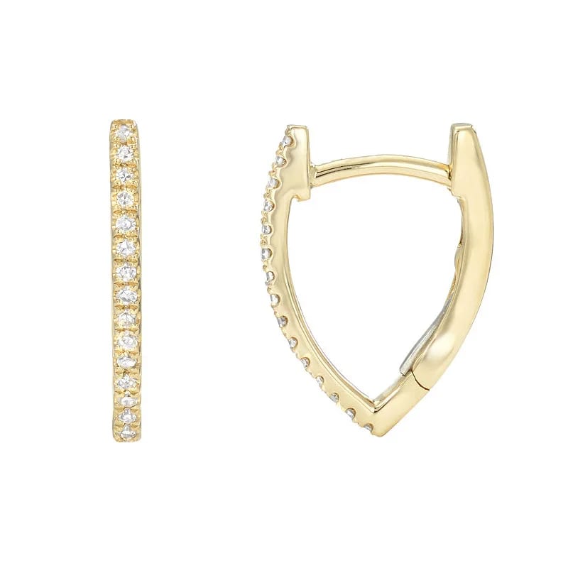 Wholesale Custom 14k Gold Plated Pave Diamond Curve Huggie Hoop Earrings Women Huggie Earrings