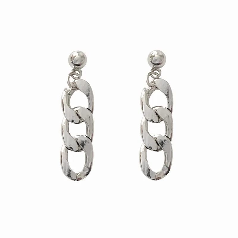 Custom Fashion Cuban Chain Earrings Stainless Designer Polished Silver Color Water Proof Chains And Earrings Jewelry Women Drop Earrings
