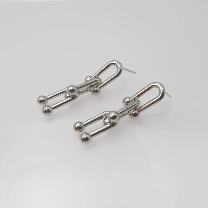 New Trendy Jewelry Silver Plated U Shape Chain Link Earrings For Girls Manufacturer Wholesale Earring
