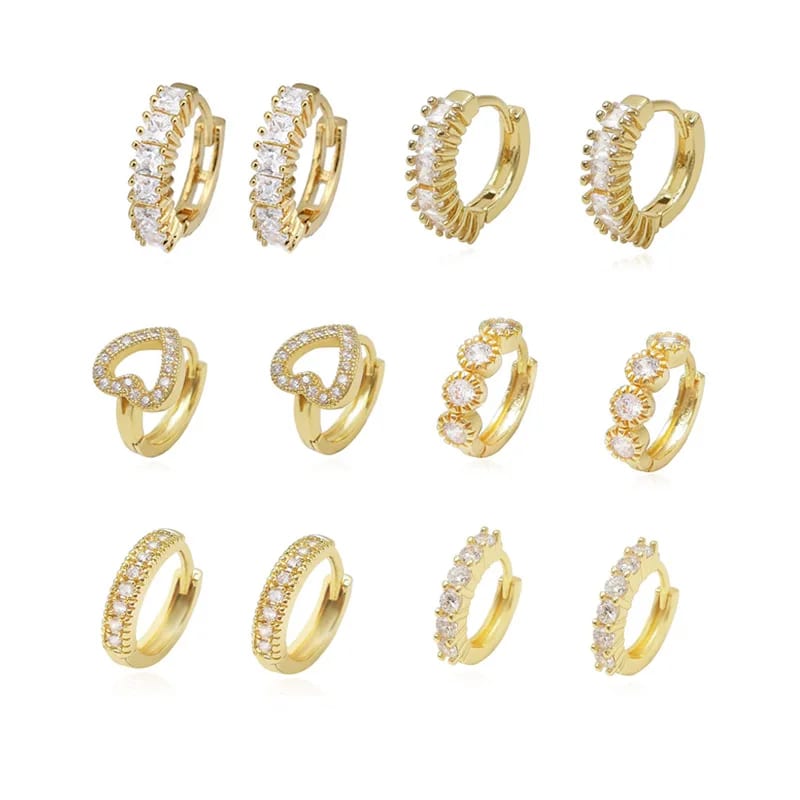New Trendy Gold Plated Tiny Small Shiny Cubic Zirconia Diamond Huggie Hoop Earrings Huggie Earrings