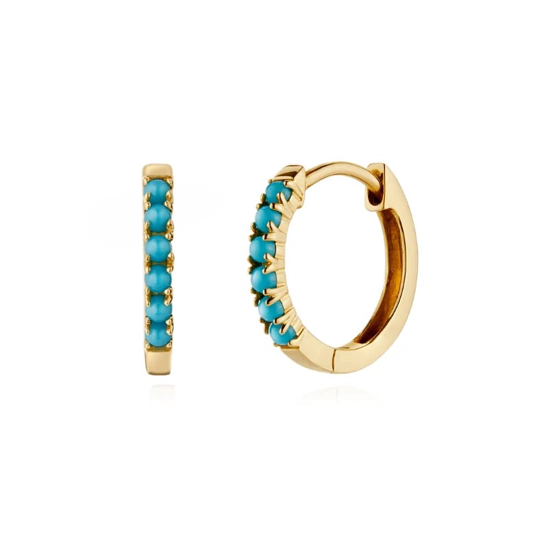 Dainty Mini Turquoise Hoop Earrings 925 Silver Huggie Earrings Jewelry Huggie Earrings
