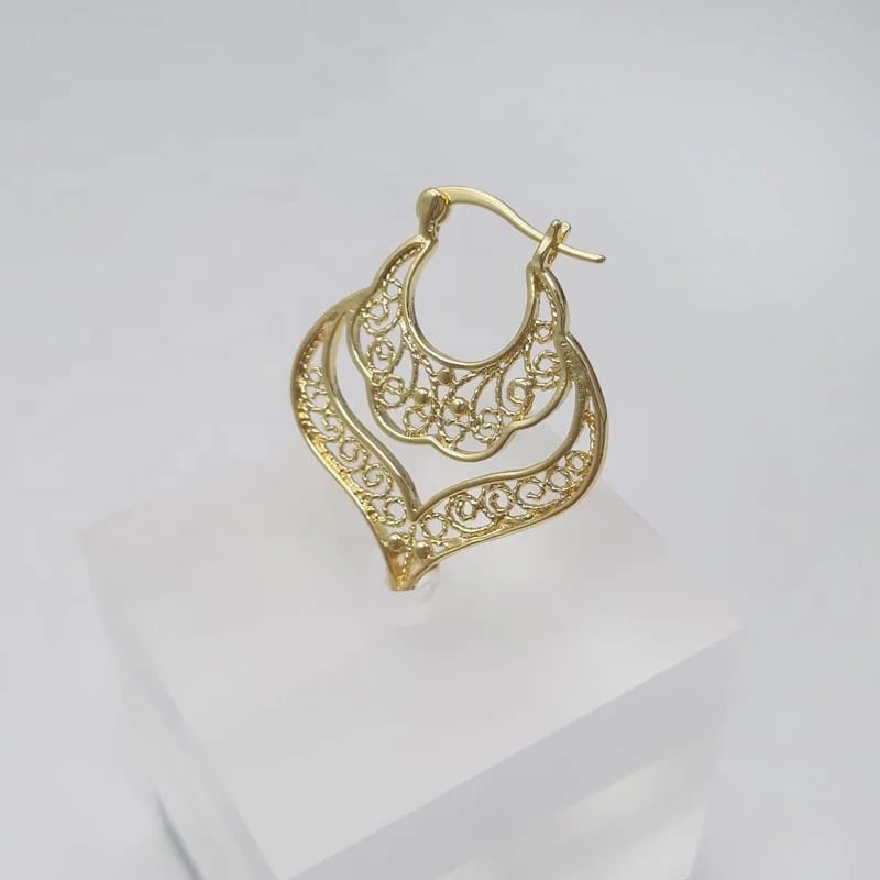 SXS JEWELRY 2022 New Filigree Heart Earrings Gold Plated Metal Customize Lacie Heart Earrings Supplier Drop Earrings