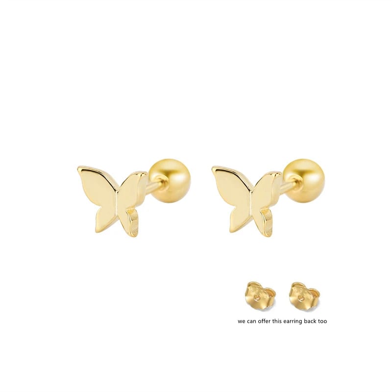 Wholesale Jewelry Supplied Tiny Small Metal Butterfly Stud Earrings For Gifts Huggie Earrings