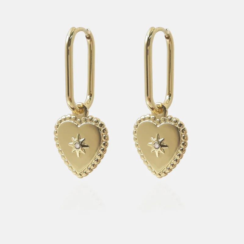 Custom Pendant For Earrings 18k Gold Plated Elegant Heart Charm Diy Earring Pendant Huggie Hoop Earrings Jewelry Supplier Drop Earrings