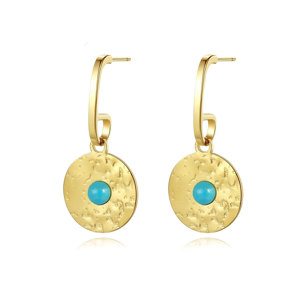Luck Factory Classic 18k Plated Hand Work Natural Green Stone Earrings For Women Drop Earrings