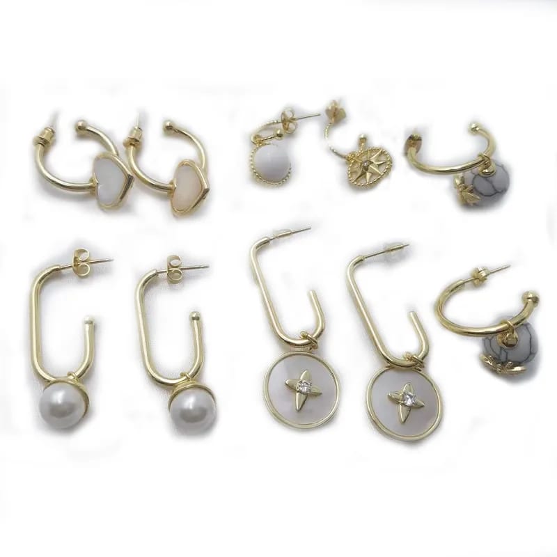 Hot Selling Cz Or Crystal Shell Pearl Drop Earring Vintage Natural Stone Pendant Geometric Drop Earrings For Women Drop Earrings