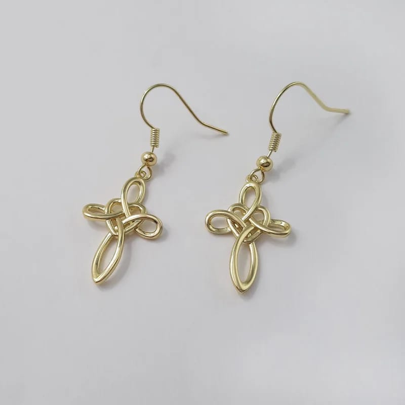 Brass Classical Cross Heart Pendant Charm Dangle Drop Earrings Jewelry Wholesale Drop Earrings