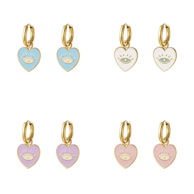 Fashion Luxury Heart Eye Huggie Earrings Jewelry Gold Plated Women Huggie Earrings