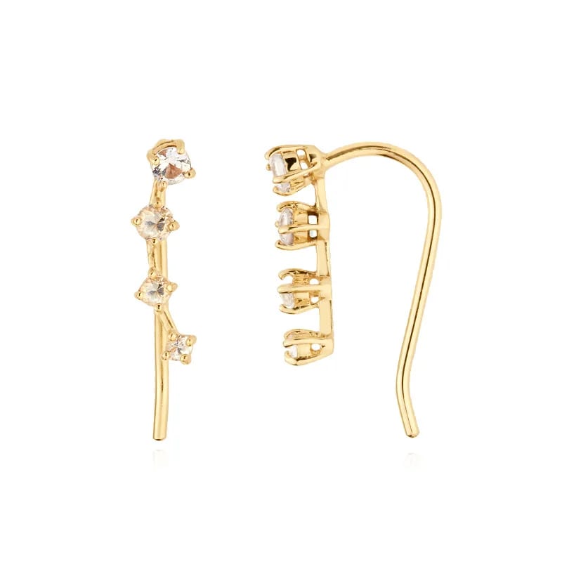 Dainty Ear Crawler Earrings Minimalist 14k Gold Diamond Ear Climbers Earrings Ear Climbers