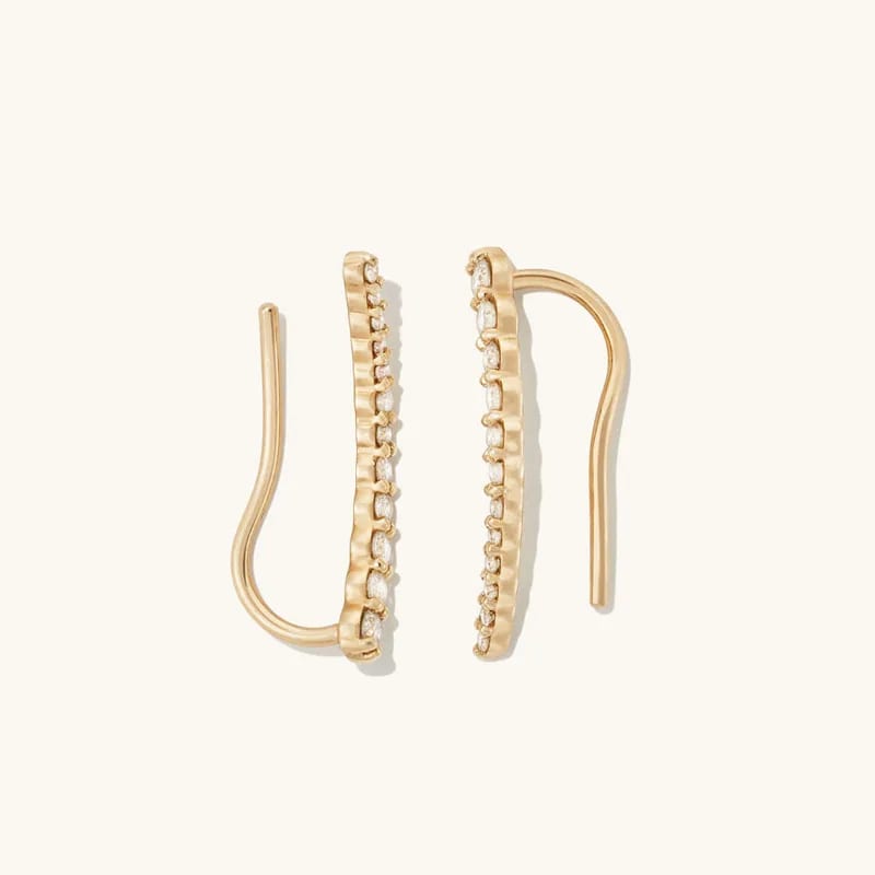 Dainty Fashion 14k Gold Ear Climber Earrings Pave Diamond Cluster Climbers Studs Wholesale Ear Climbers