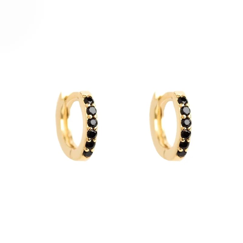 925 Sterling Silver Hoop Earring Black Cubic Zirconia Cz Huggie Hoop Earing For Women Wholesale Huggie Earrings