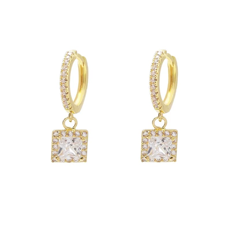 Fashion Square Cubic Zirconia Hoop Earrings Jewelry Gold Plated Fashion Earrings For Women Girl Jewelry Huggie Earrings