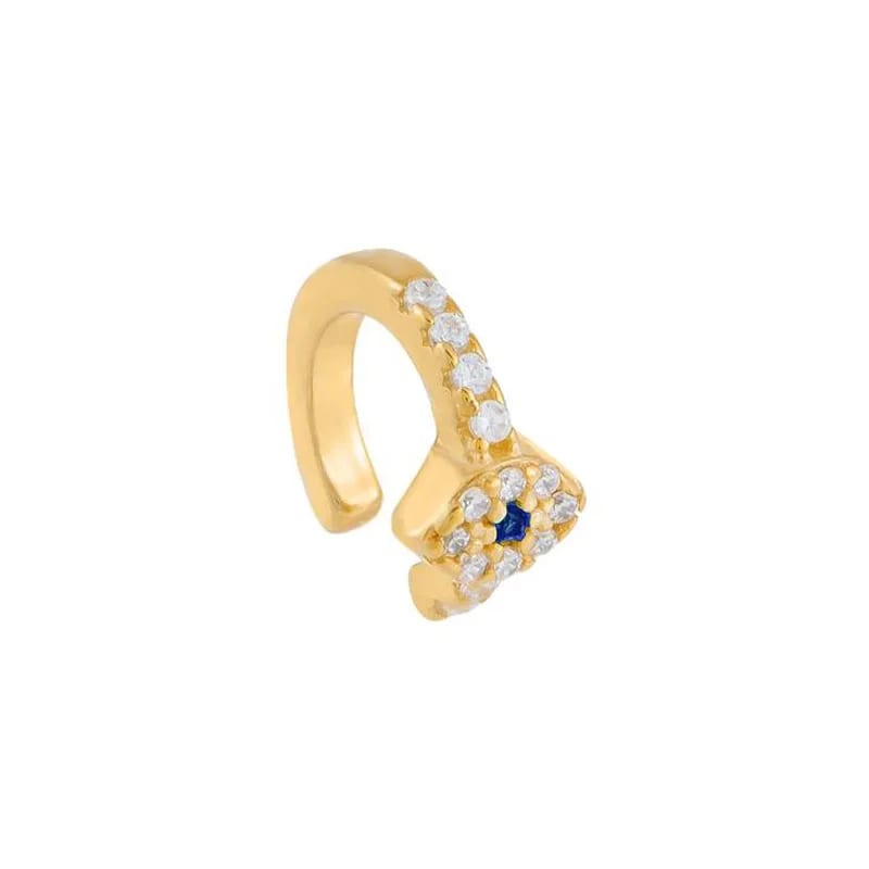 No Piercing Ear Cuff Gold Plated 925 Sterling Silver Sapphire Eye Ear Cuff Earrings Jewelry Ear Cuff