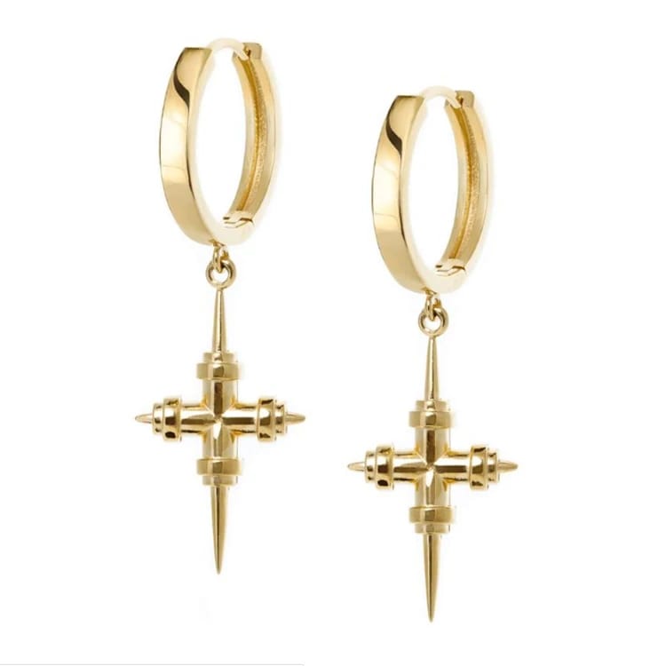 Fashion Men’s Stainless Steel Cross Earrings Men Huggie Earrings
