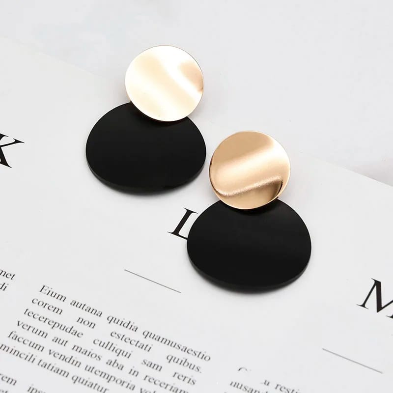 Fashion African Stainless Steel Disc Hammered Jewelry Dangle Earring In Black / Gold / Rose Gold Color Earring