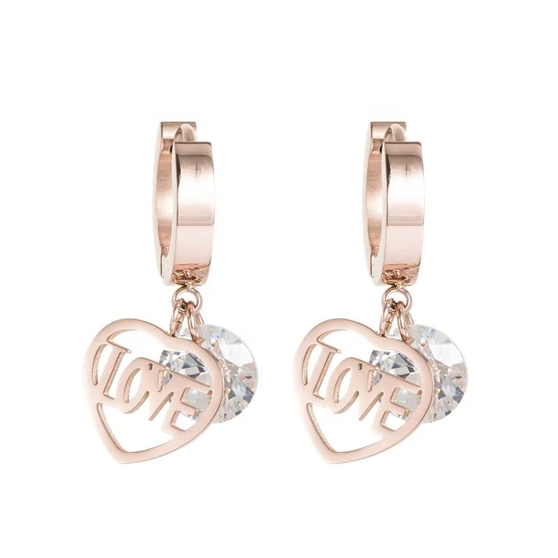 Stylish Rose Gold Jewelry Rhinestone Alphabet Letter Cuff Earring In 316l Stainless Steel Earring