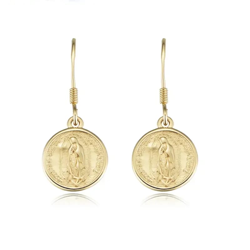 Fashion Jewelry Wholesale China Gold Plated Silver Material Charm Earring Fish Hook Coin Earrings Drop Earrings