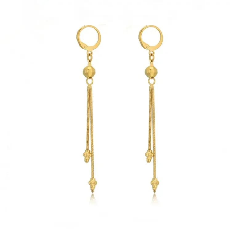 18k Gold Plated Long Chain Fashion Pendant Earrings Drop Earrings