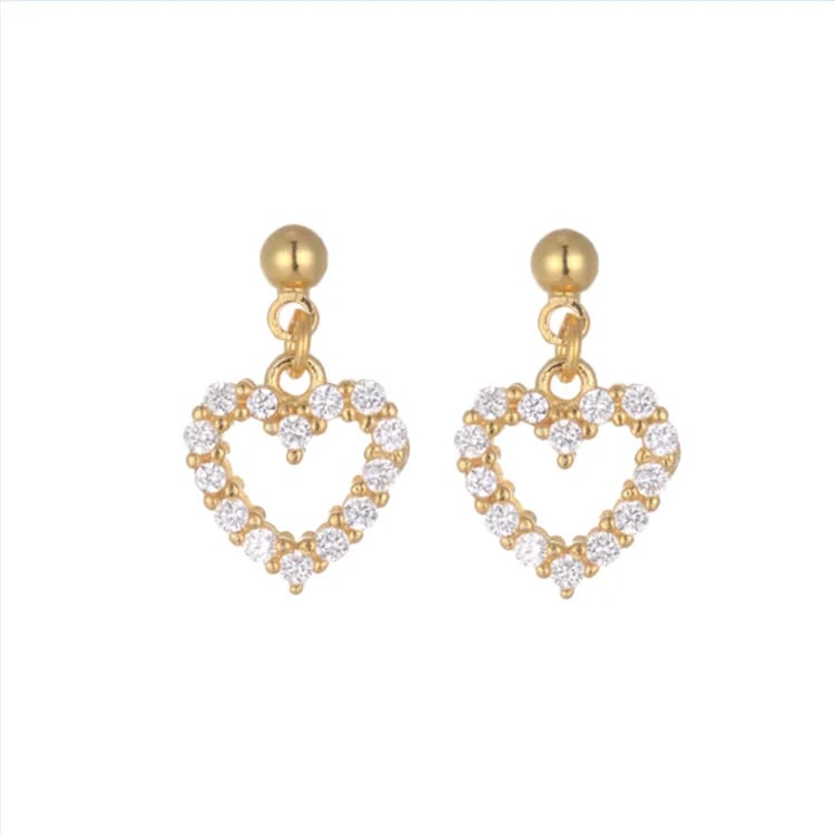 Fashion S925 Sterling Silver 18k Gold Plated Cz Luxury Heart Drop Earrings Gemstone Women Drop Earring Jewelry Drop Earrings