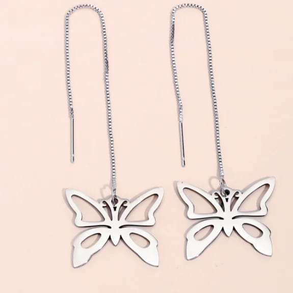 Custom Drop Earring Butterfly Link Chain Long Drop Earrings K14 Plated Jewelry For Women Drop Earrings