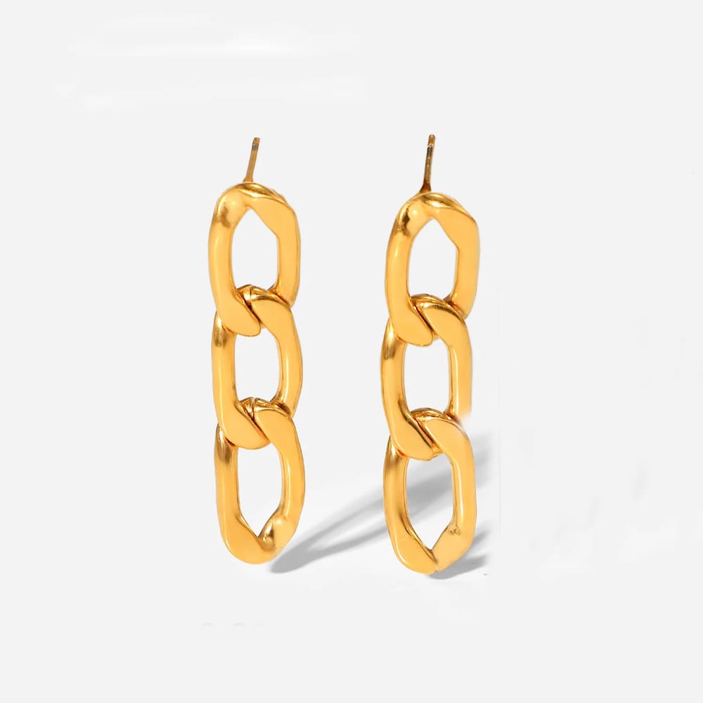 Classic Simple Fashion 18k Gold Plated Stainless Steel Paperclip Chain Link Earrings Women Drop Earrings