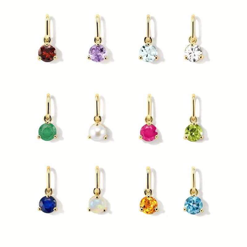 Wholesale Custom Colorful 12 Birthstone Charm Zircon Charms For Jewelry Making Openwork Beads&Charms