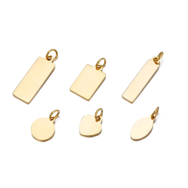 Stainless Steel Custom Logo Engraved Jewelry Tags Pendant Charms Brand Logo Charm For Necklace Jewelry Accessories Openwork Beads&Charms