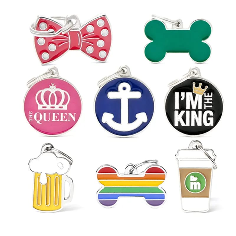 Custom Engravable Enamel Metal Pet Tags Charm For Collars Dog Cat Collar Id Jewelry Logo Wholesale Personalized Pets Jewelry Openwork Beads&Charms