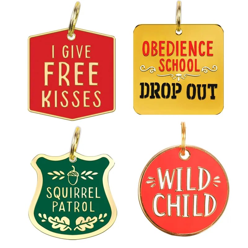 Custom Engravable Waterproof Pet Tags Charm Charms For Dogs And Cats For Collars With Logo Wholesale Metal Enamel Tags Openwork Beads&Charms