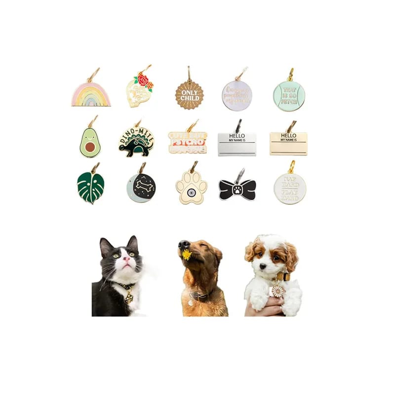 Wholesale Custom Pet Jewelry Enamel And Stainless Steel Metal Dog Collar Charm Tags For Daily Wear For Dogs And Cats Openwork Beads&Charms