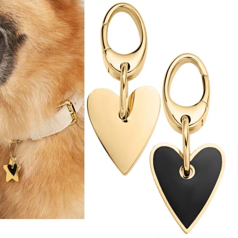 Personalized Stainless Steel Round Heart Pet Collar Charm Diy Custom Logo Name Pet Dog Id Jewelry Openwork Beads&Charms