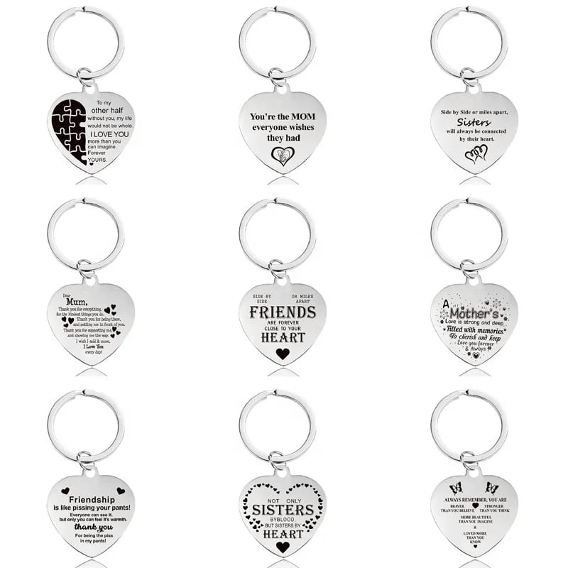 Stainless Steel Non Tarnish Personalized Metal Keychain Pendants Custom Key Chain Pendant Jewelry Vendor Openwork Beads&Charms