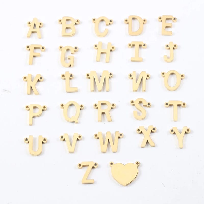 SXS JEWELRY Stainless Steel Custom Initial Letter A-z Heart Shape Pendant Charm Jewelry Making Openwork Beads&Charms