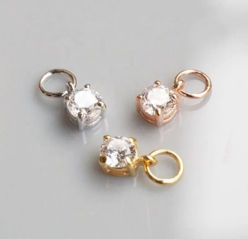 Customize Jewelry Suppler Rectangle Cz Stone Pendant Round Cz Charm For Earring Necklace Bracelet Jewelry Making Openwork Beads&Charms