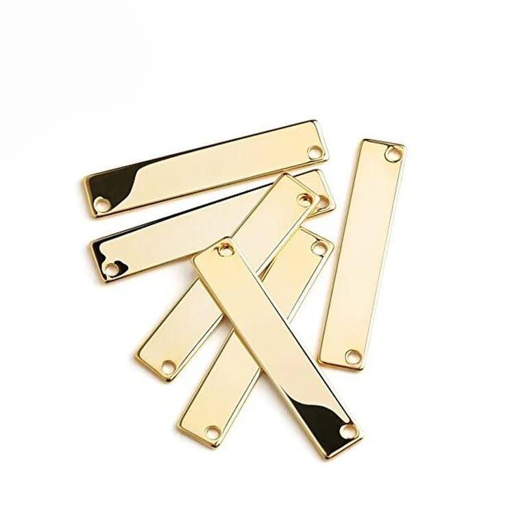 Gold Plated Stamping Customize Engrave Blank Bar Nameplate Pendant Jewelry Supplier Openwork Beads&Charms