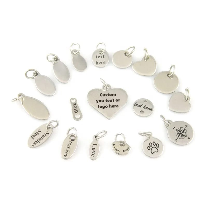 Hot Sale Custom Stainless Steel Heart Round Engravable Jewelry Charm For Necklace,Earring,Bracelet Openwork Beads&Charms