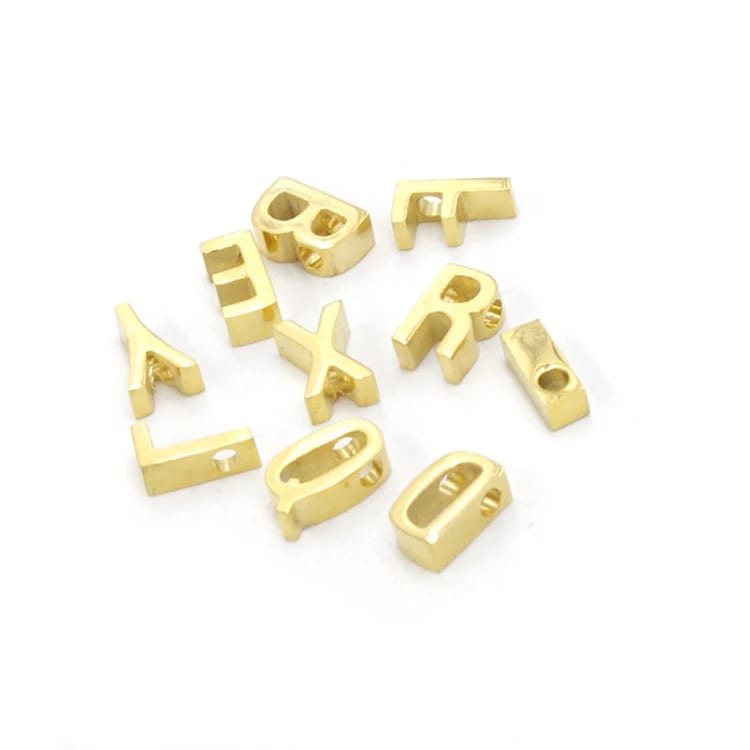 Stainless Steel Gold Plated Alphabet Letter Charms Openwork Beads&Charms