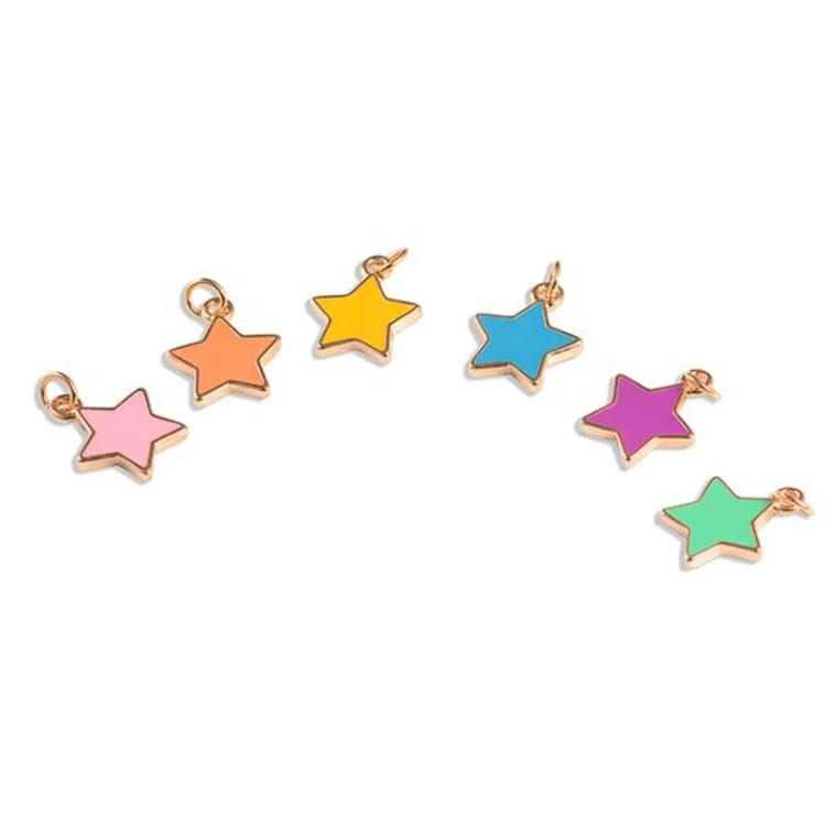 Customize Charms Stainless Steel Jewelry Star Enamel Charm Pendant Vendor Factory Openwork Beads&Charms