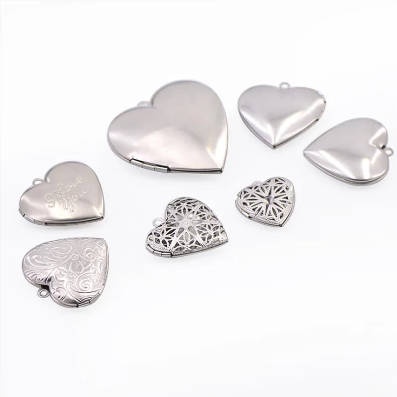 Wholesale Custom Photo Locket Heart Stainless Steel Pendant Openwork Beads&Charms