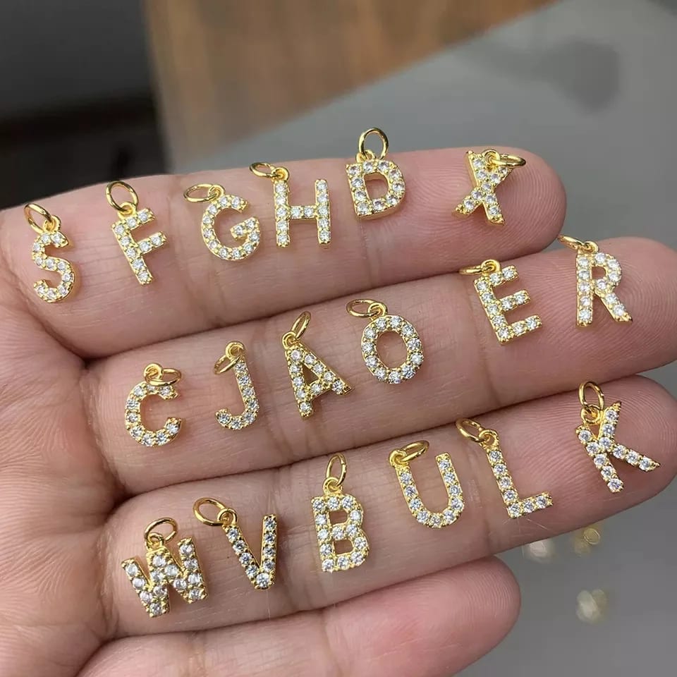 Personalized Letter Charm For Diy Jewelry Making 14k Gold Plated Zircon Pendant Charms Openwork Beads&Charms