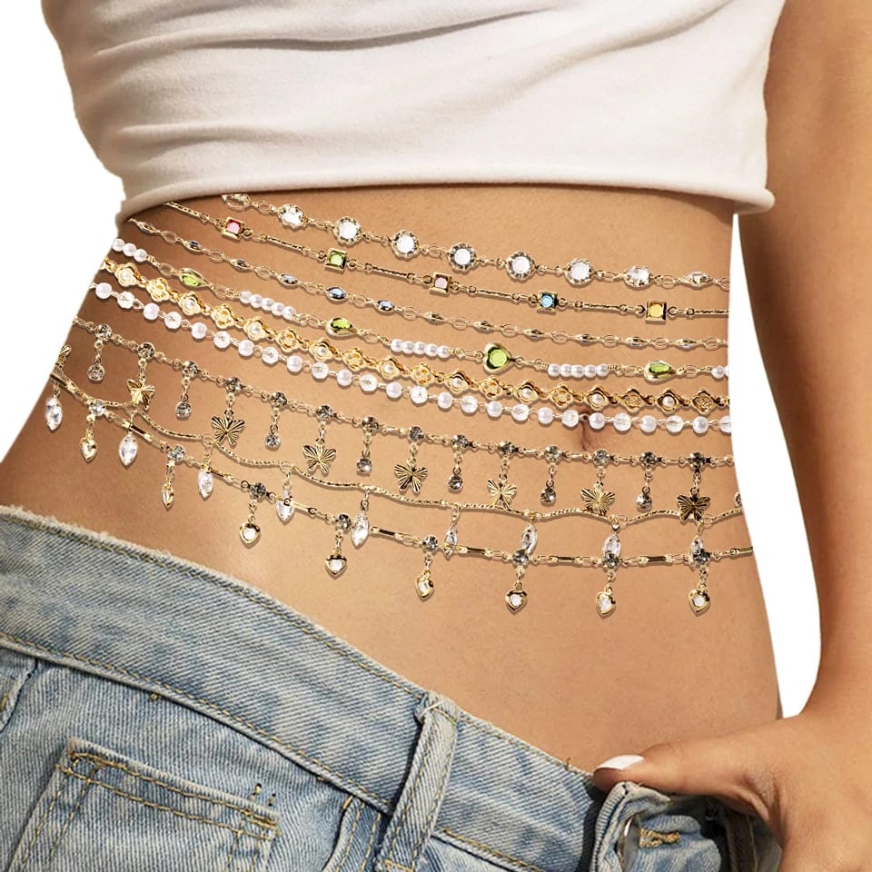 New Arrival Summer Rhinestone Pendant Women Sexy Waist Chain Adjustable Fashion Body Jewelry Belly Chains Body Jewelry
