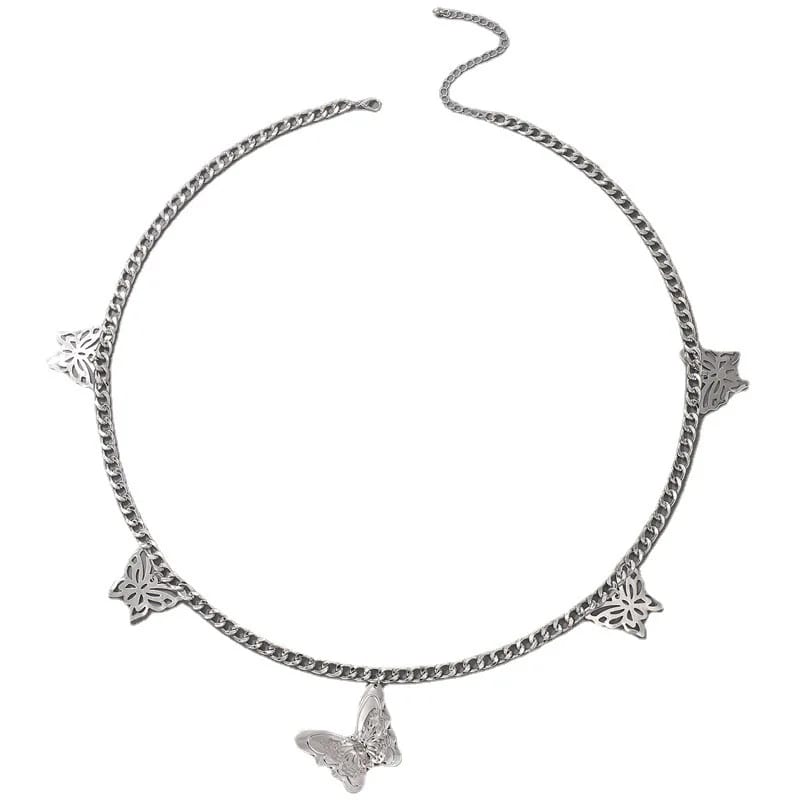 Summer Vacation Beach Silver Butterfly Waist Body Chain Jewelry Belly Chain For Dance Body Jewelry
