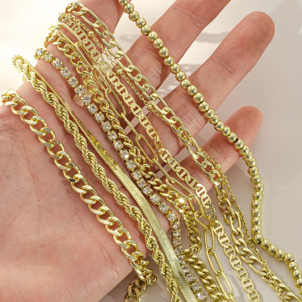 Summer Jewelry 18k Gold Plated Stainless Steel Women Zirconia Paperclip Miami Cuban Rope Link Foot Chain Bracelet Anklet Body Jewelry