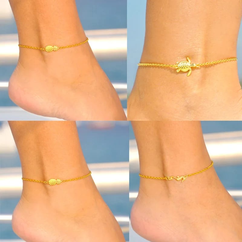 Summer Beach Themed Anklet Sea Life Ankle Bracelet Jewelry For Women Body Jewelry
