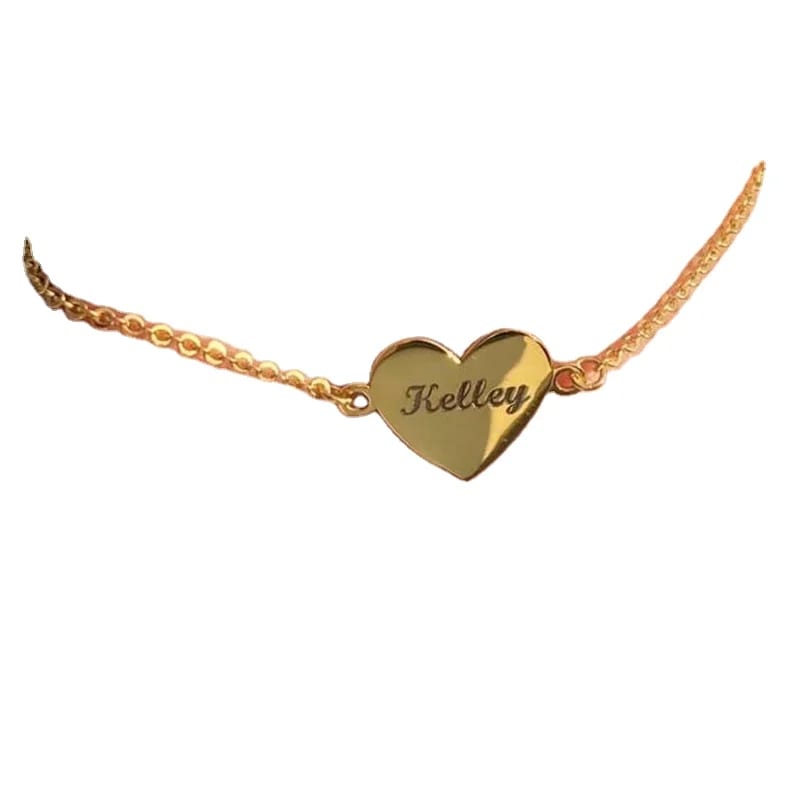 Hot Sale Stainless Steel Cut Out Heart Shape Engraved Initial Letter Anklet Manufacturer Body Jewelry