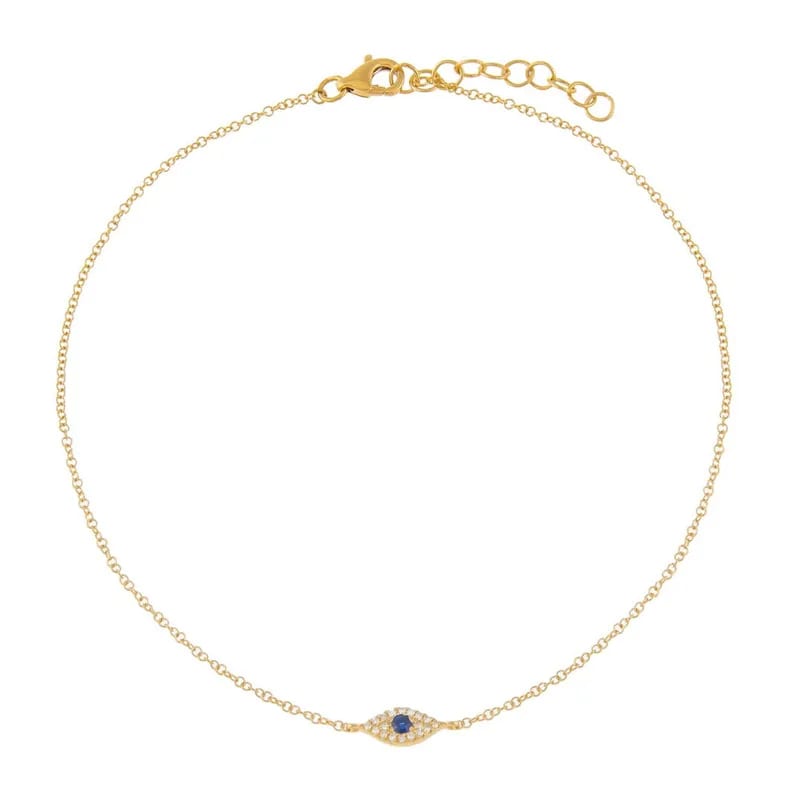 Custom S925 Sterling Silver Happy Face Lightning Eye Zircon Anklets Bracelet 18k Gold Plated For Women Body Jewelry