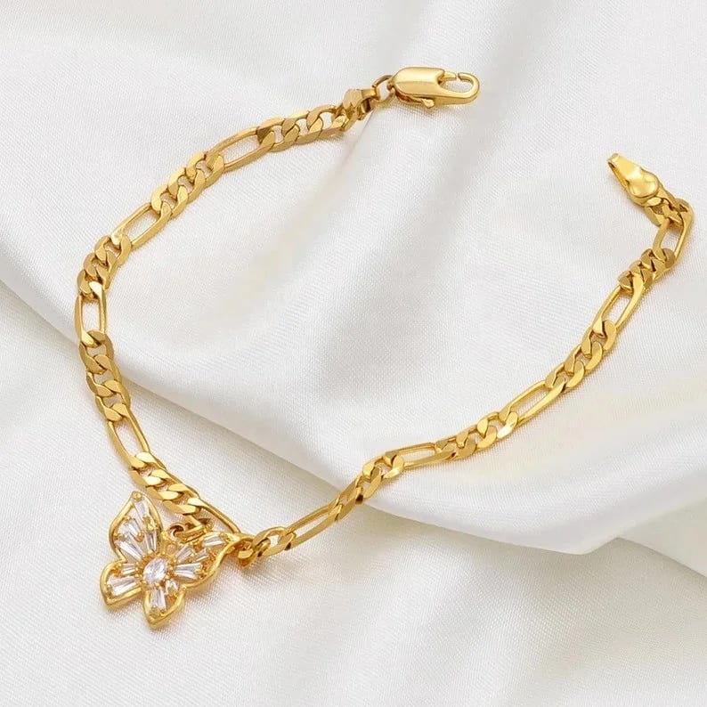 Women Anklet Bracelet Gold Plated Feet Jewelry Charm Butterfly Anklet Body Jewelry